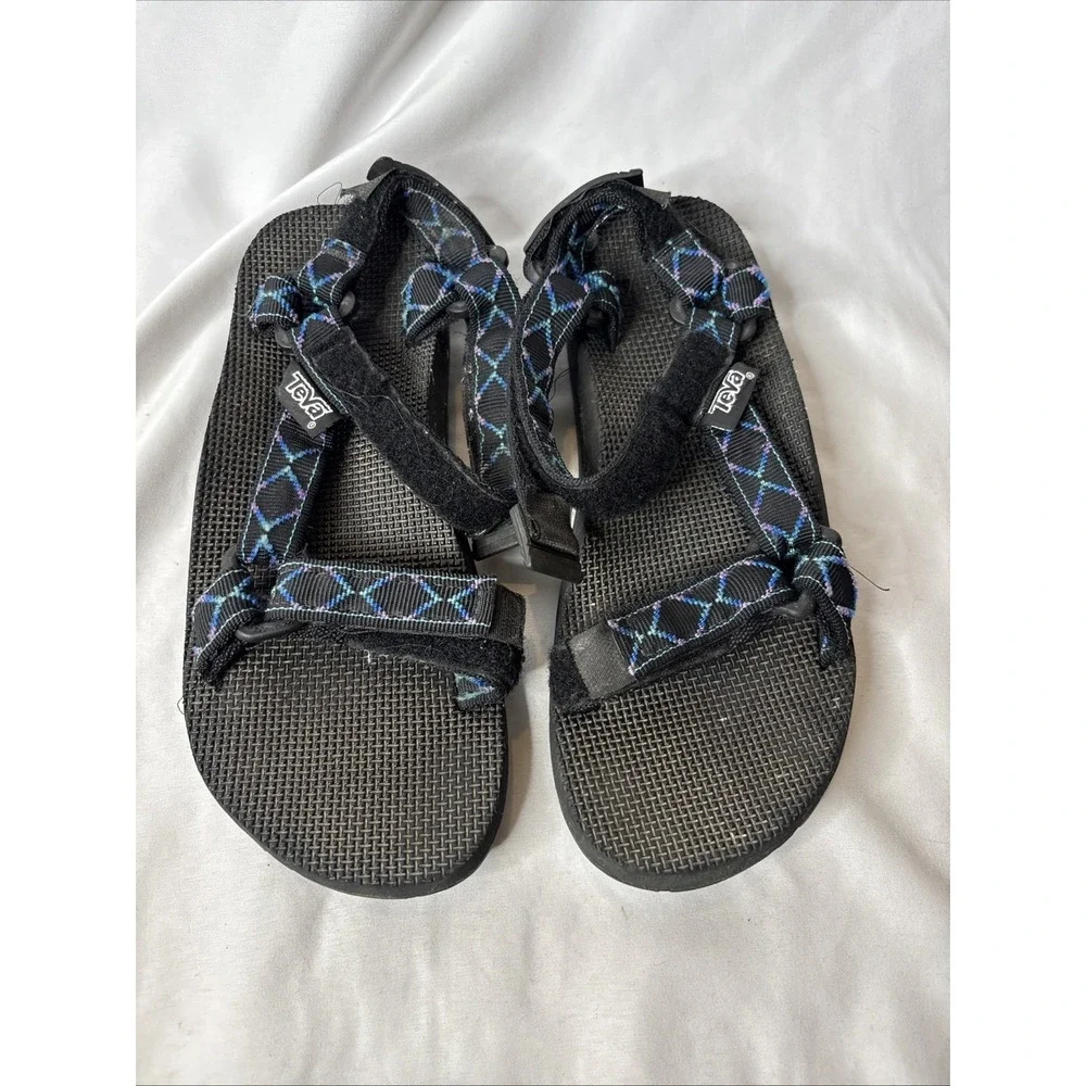 Teva Hurricane Classic‎ Sport Sandals Blue Black Geometric M 6/7 W 8 Gorpcore